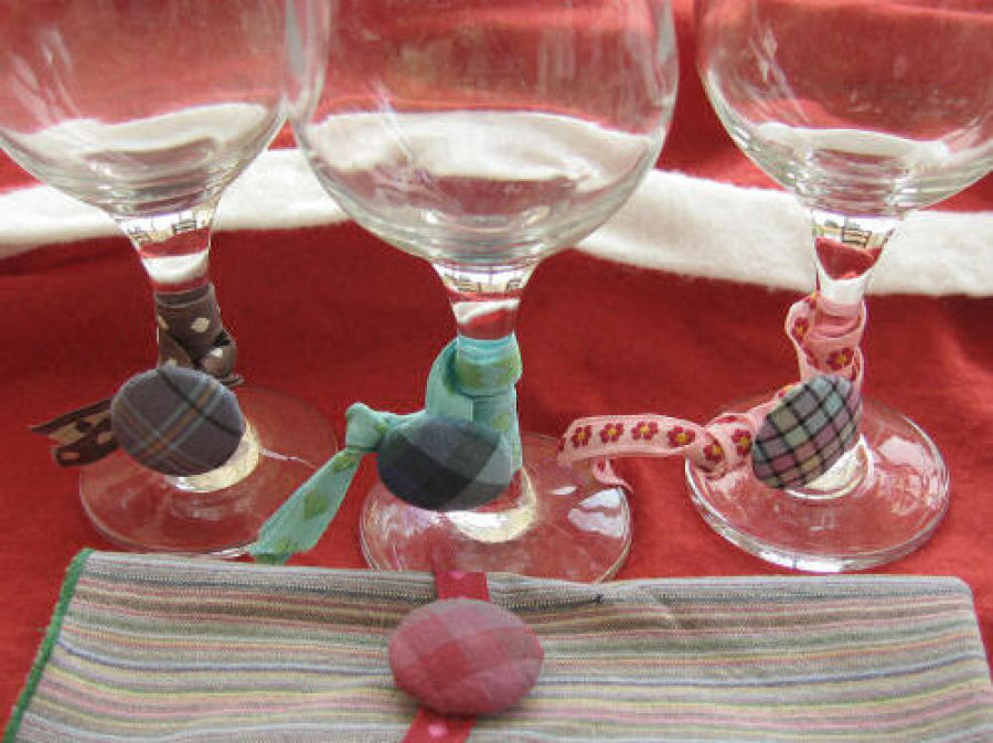 Ribbon ties used as glass charms