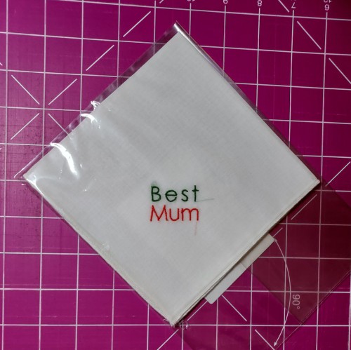 https://www.organic-ally.co.uk/ embroidered Best Mum hankie on white organic cotton batiste