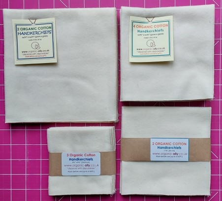 organic cotton hankies in different sizes