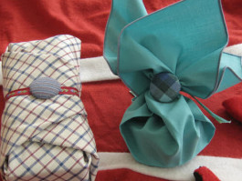 turn hankies and napkins into reusable cloth gift wrappers